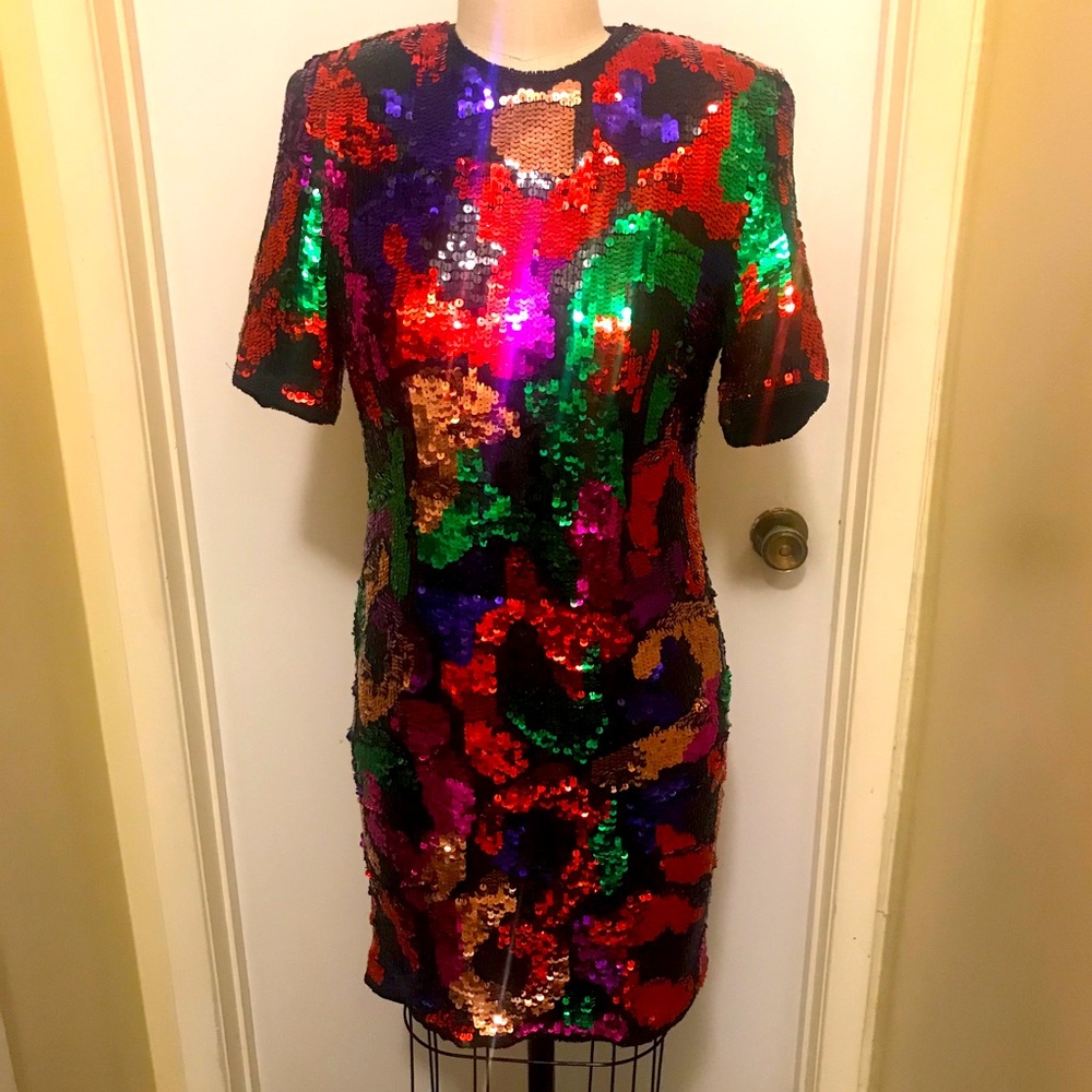 Vintage 90’s Multi-Colour Sequin Sheath Dress